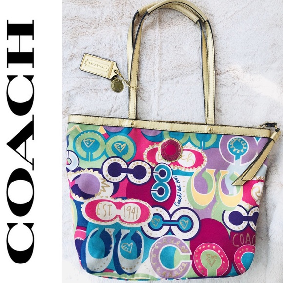 Coach Handbags - Coach Poppy C Graffiti Tote Shopper Bag F19434